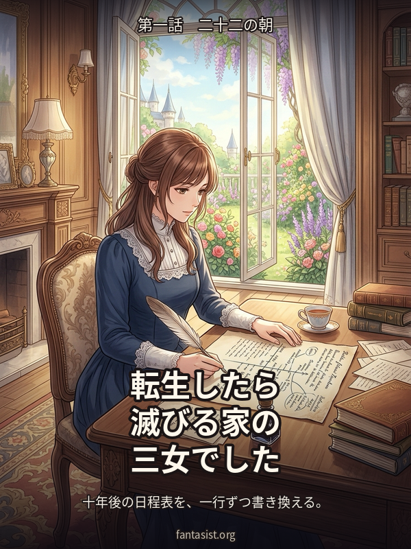 転生したら滅びる家の三女でした ～十年後の処刑を回避します～ 第一話 二十二の朝 カバー